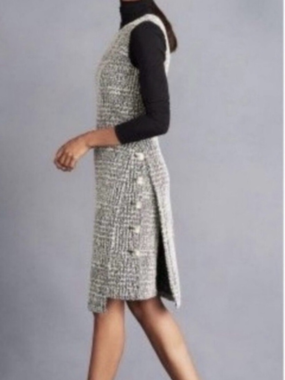 J. McLaughlin Alyssa Tweed Shift Dress Black White Size XL